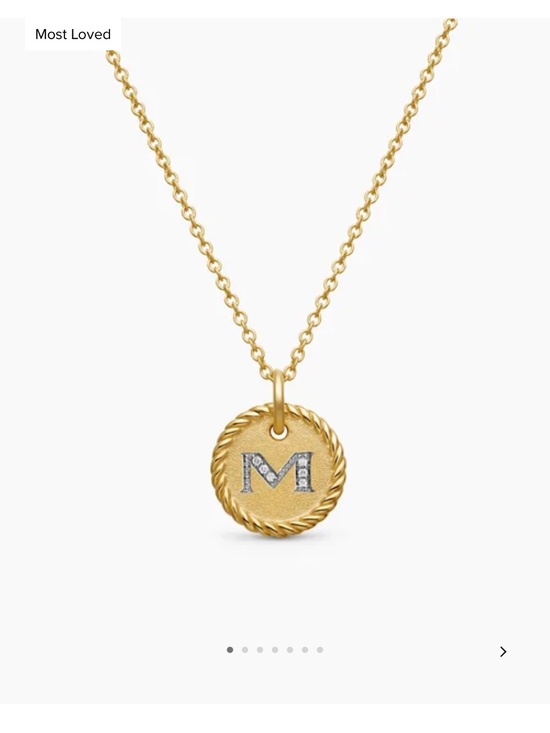 David Yurman Jewelry - David Yurman Gold Disc Necklace with Pavé 'M' Initial